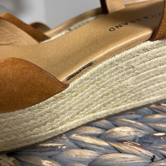 Lucky Brand Neveah Brown Leather Espadrille Strappy Buckle Wedge Size 9.5 - Picture 5 of 16